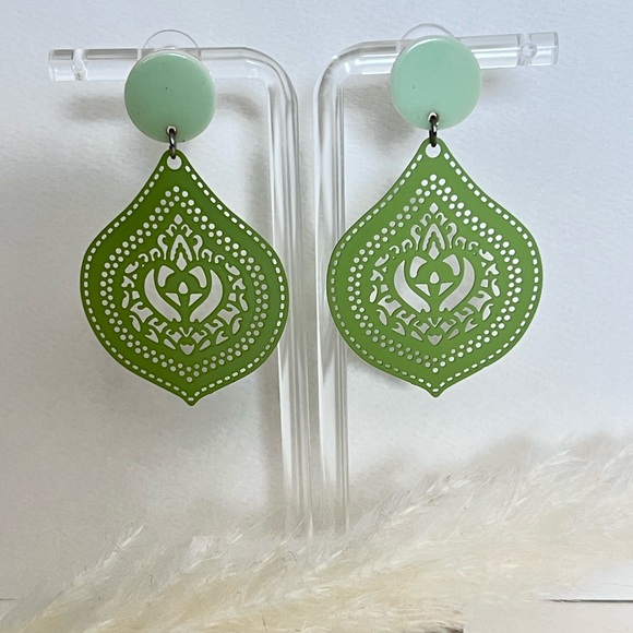 Colorful Ornate Earrings - Pop-of-color Statement Earrings - Summer Earrings - Picture 9 of 16